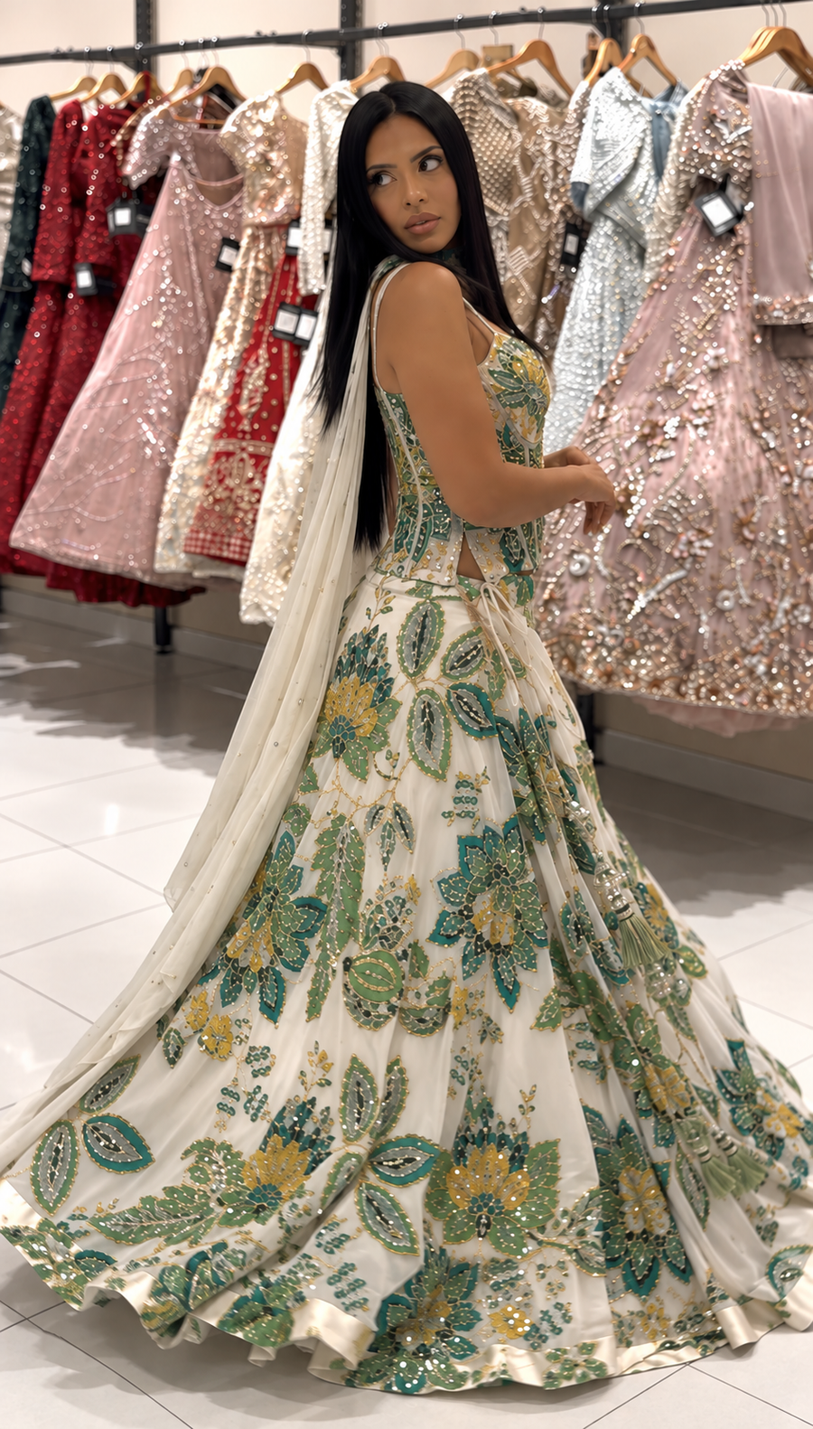 Ivory Floral Lehenga
