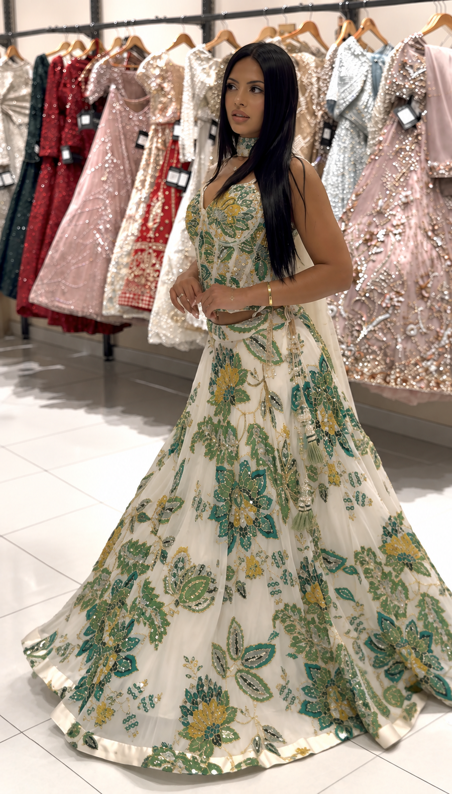 Ivory Floral Lehenga