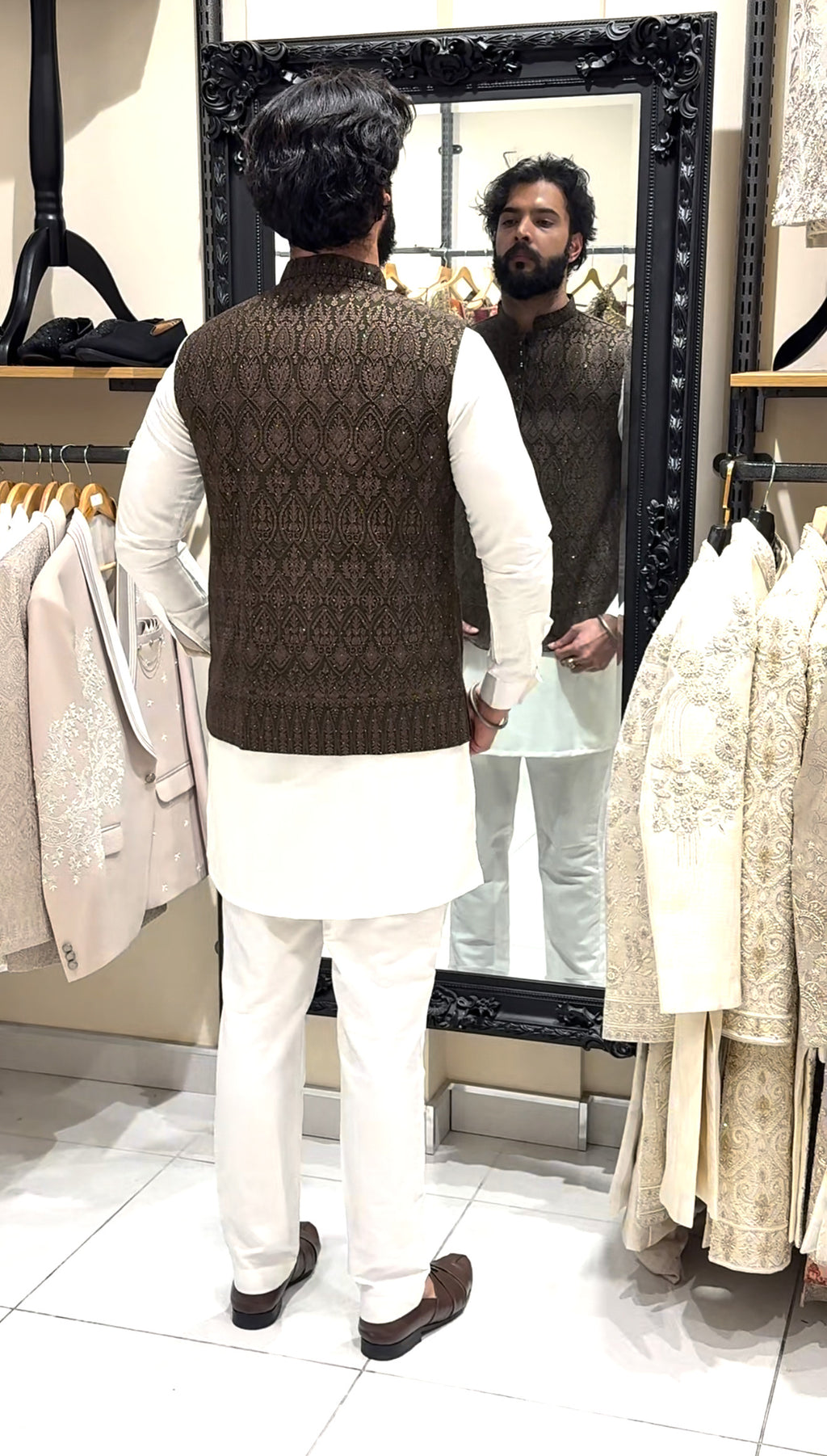 Brown Threadwork Waistcoat