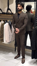 Brown Tweed Double Breasted Jacket & Trousers