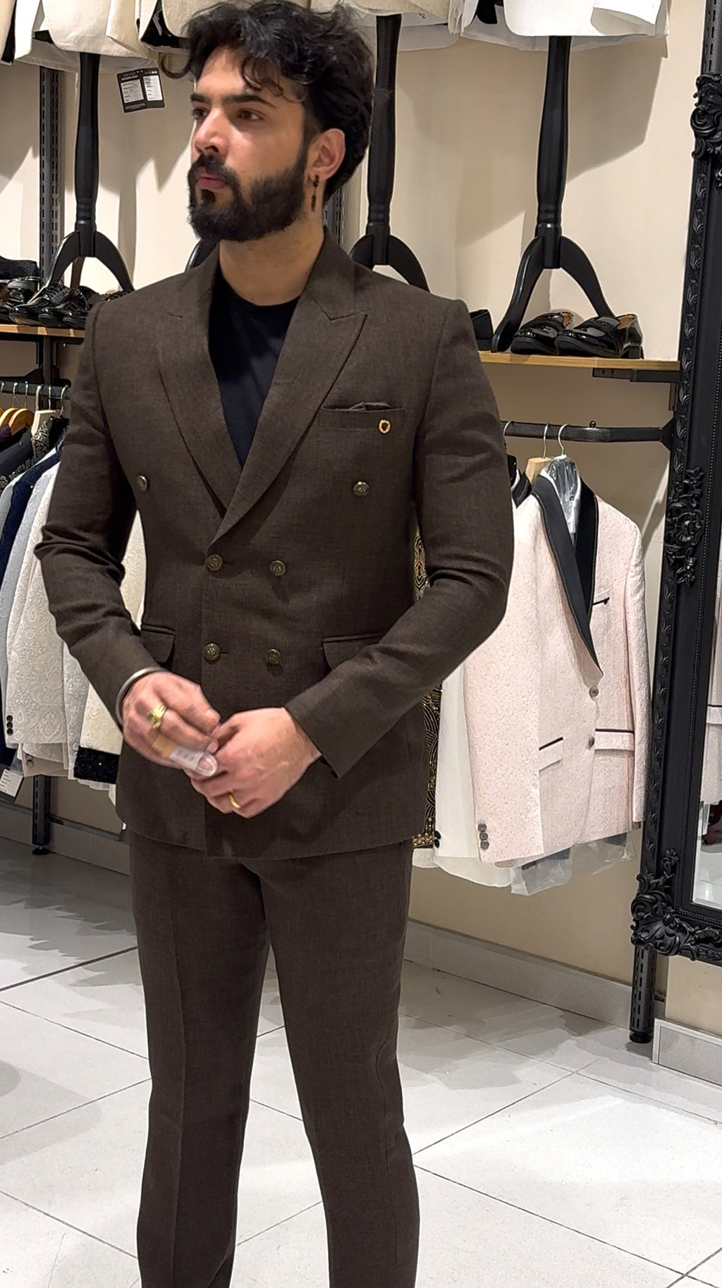 Brown Tweed Double Breasted Jacket & Trousers