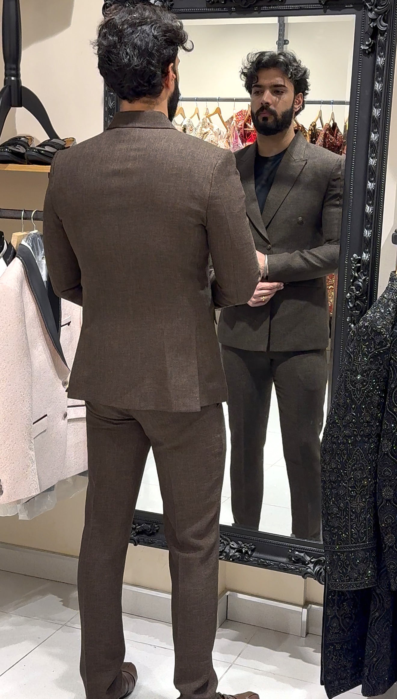 Brown Tweed Double Breasted Jacket & Trousers