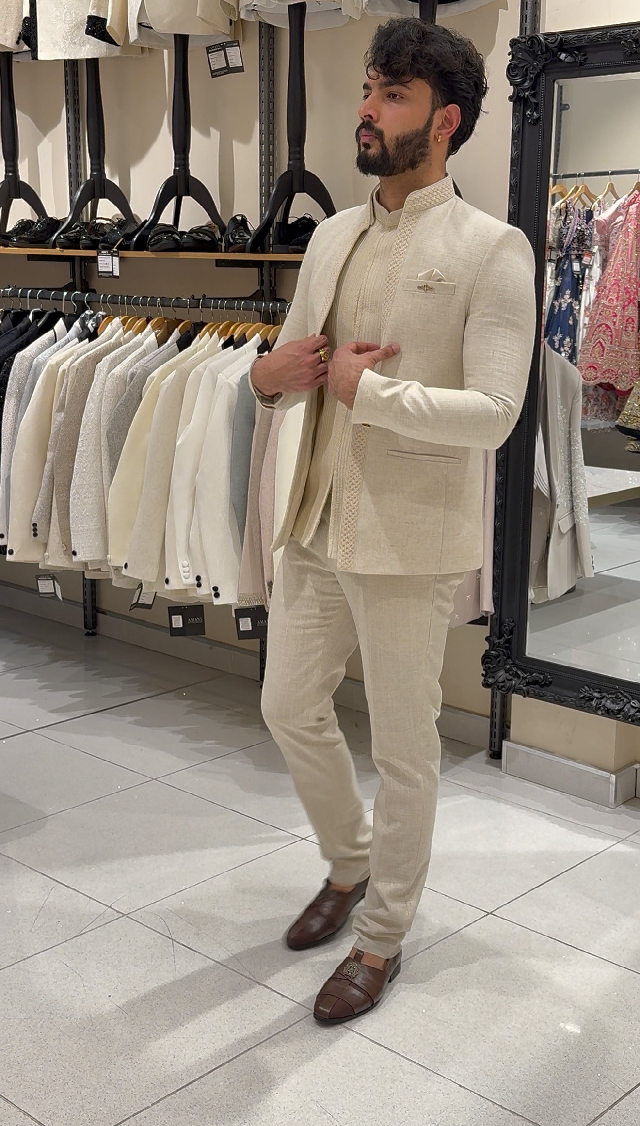 Linen Three-Piece Indo Western Suit