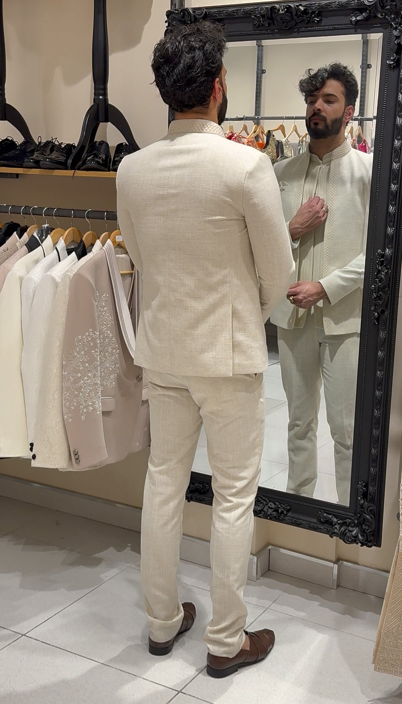 Linen Three-Piece Indo Western Suit