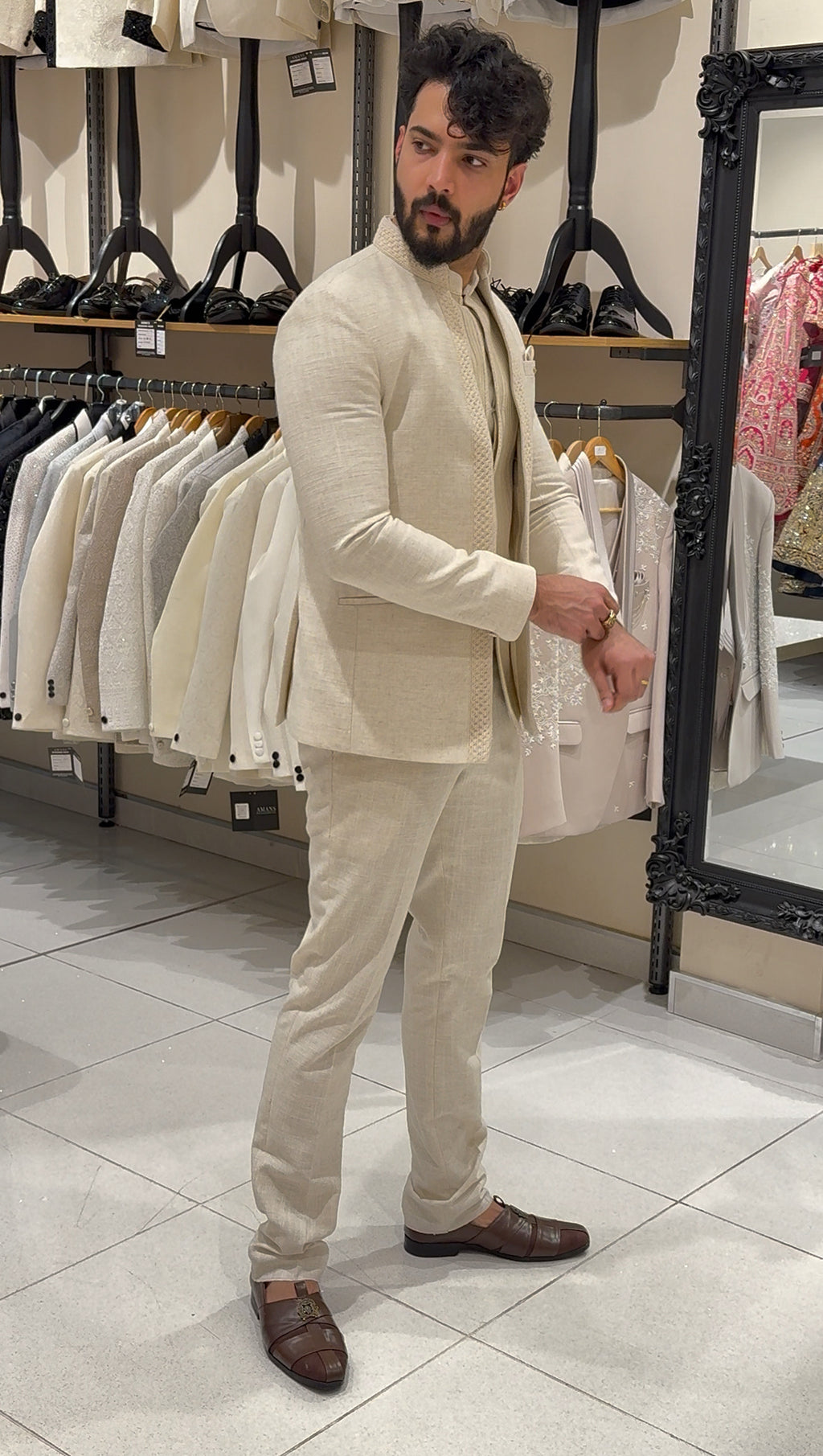 Linen Three-Piece Indo Western Suit