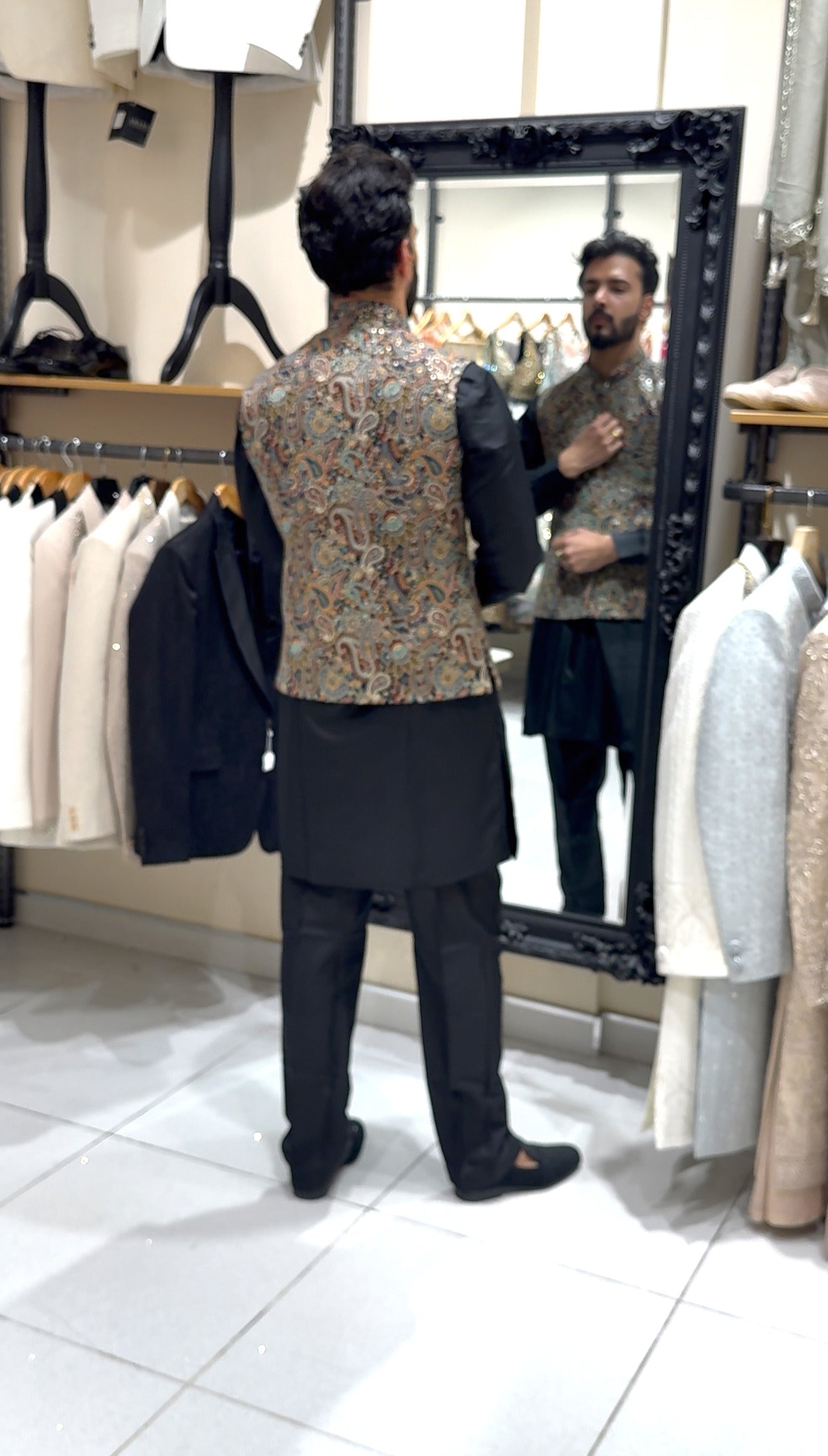 Black Multicoloured Waistcoat