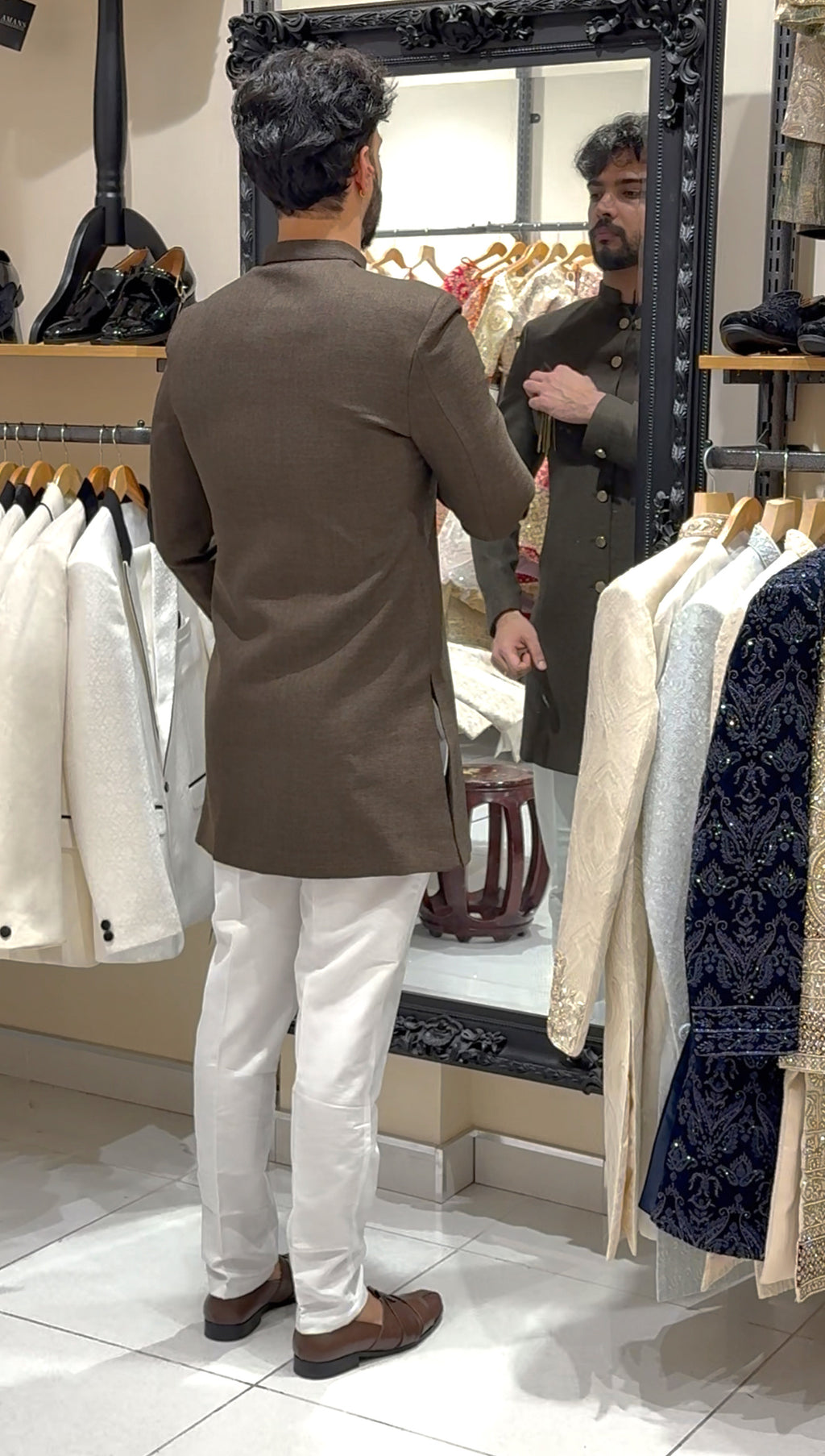 Brown Tweed Nawabi Suit