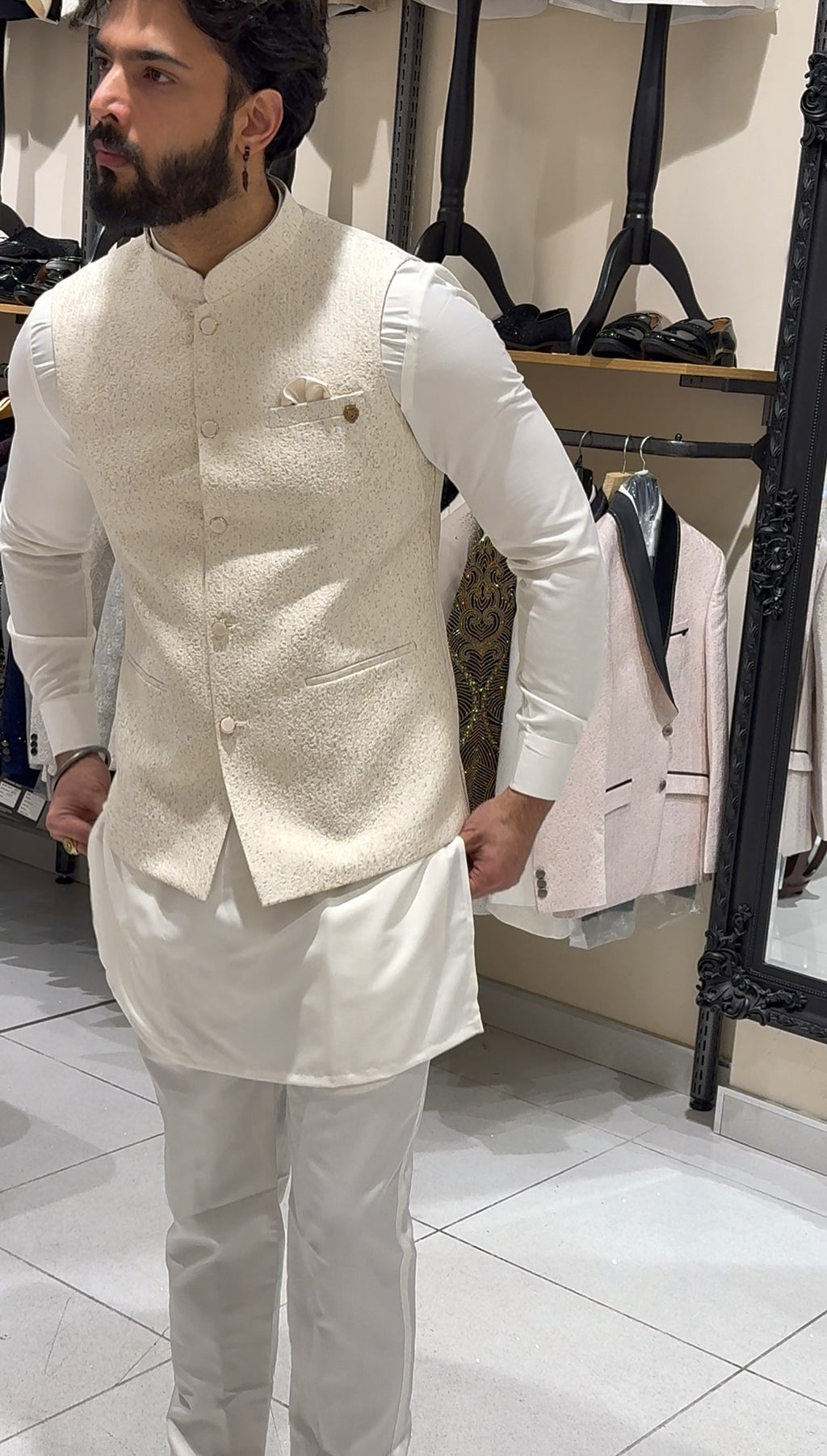 Cream Georgette Waistcoat