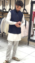 Navy Blue Vertical Pattern Waistcoat