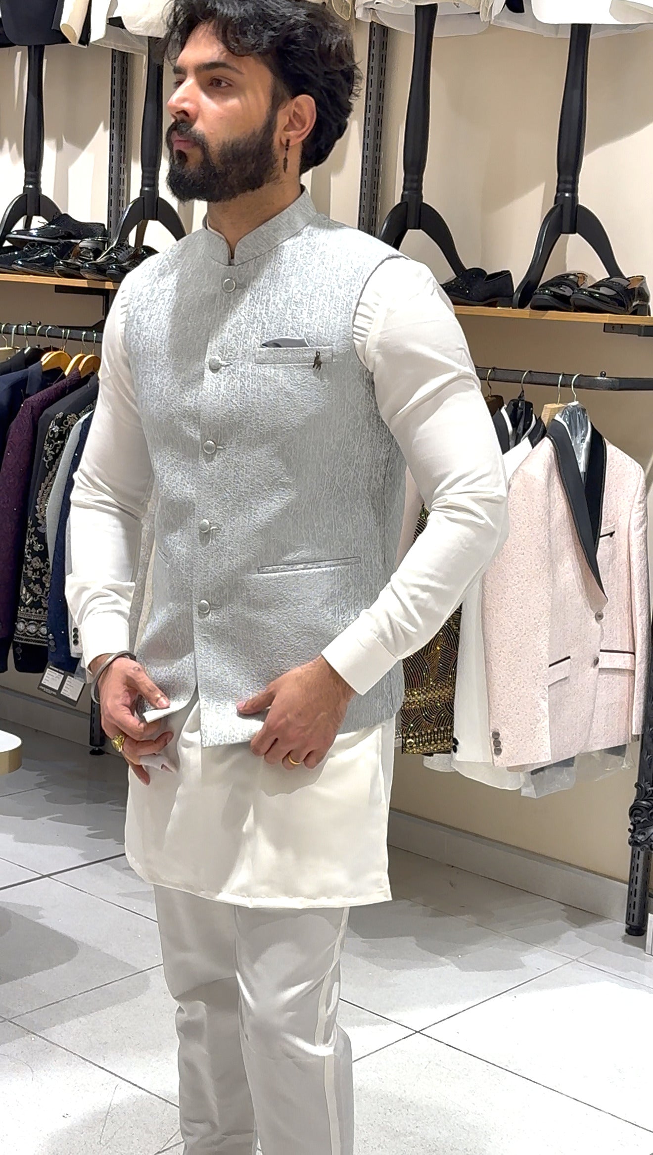 Icy Blue Georgette Waistcoat