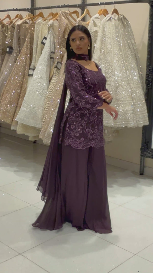 Purple Sequins Sharara